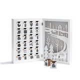 Wooden Advent Calendar with Drawers, 12 Inch Reusable Advent Calendar with Lights, White Wood, Battery Operated, Empty Boxes to Fill, Decorative Fold Out Wood Advent Calendar for Kids