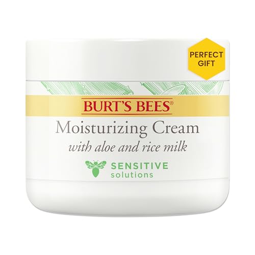 Burt's Bees Valentines Day Gifts, Sensitive Moisturizing Cream, With Aloe Vera and Rice Milk, Face Moisturizer for Sensitive Skin, 98.8 Percent Natural Origin Skin Care, 3 oz. Package