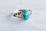 Turquoise Stone Ring 925 Sterling Silver Statement Ring For Women Handmade Rings Gemstone Christmas Promise Ring Size US 8 Gift For Her