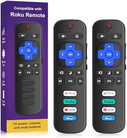 Pack of 2 for Roku Remote, Universal Remote Compatible with Philips/Sharp/TCL/Onn/Hisense/Westinghouse/Insignia Smart TVs【for Roku TV Only】 (RC280 B)