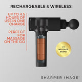 Sharper Image® Powerboost® [Amazon Exclusive] Deep Tissue Massage Gun, 5 Attachments, Quiet Motor, Ergonomic Grip, 6-Speed Lightweight Percussion Massager, Full Body Muscle Recovery & Pain Relief
