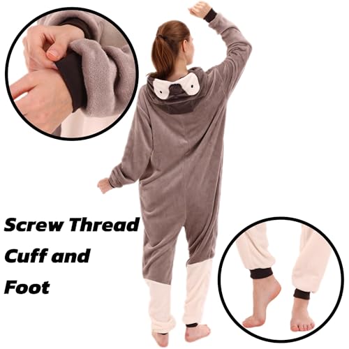 COSUSKET Snug Fit Unisex Adult Onesie Pajamas, Flannel Penguin Cosplay Animal One Piece Halloween Costume Sleepwear Homewear