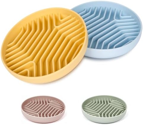 Slow Feeder Dog Bowls 2PCS, Puzzle Silicone Dog Feeding Bowls with Suction Cups, Anti-Choking, Non-Slip Design, Reduces Boredom, Anxiety, Ideal for Medium to Small Dogs & Cats - XAQMHSW