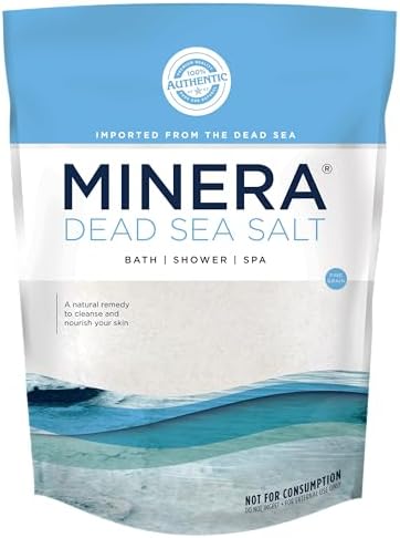 Minera Dead Sea Salt, 100% Pure & Natural, 19 lbs. Fine Grain (0-1.7 mm) Bulk Bag, Easily Dissolving Dead Sea Salts for Soaking & Bathing, Skin Nourishing Fine Sea Salt, Unscented