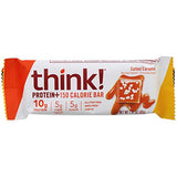 think! (thinkThin) Protein+ 150 Calorie Bars - Salted Caramel, 10g Protein, 5g Sugar, No Artificial Sweeteners**, Gluten Free, GMO Free*, 1.4 oz bar (10 Count - Packaging May Vary)