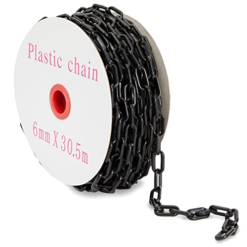 Stockroom Plus 100-Feet Plastic Chain Links - Privacy Safety Plastic Barrier Chain for Fence, Gate (1.5-Inch, Black) - Plastic Chains
