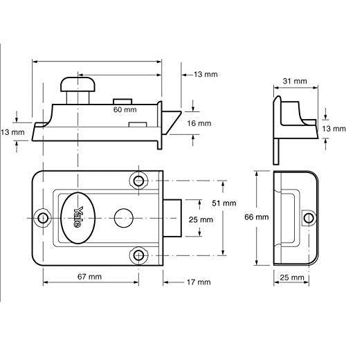 Yale B-77-CH-CH-60 - Traditional Nightlatch - 60mm - Chrome Finish - Standard Security