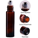 inice 24 Pack Amber Galss Roller Bottles,10ml Roll On Bottles Stainless Steel Roller Balls Metal Cap for Aromatherapy Essential Oils