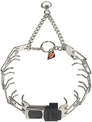 Herm Sprenger Dog Training Prong Collar with Quick Release Cliclock Buckle and Swivel Ring Adjustable Length German Made Stainless Steel Collar for Small to Medium Dogs Up to 15" Neck (2.25mm Prongs)