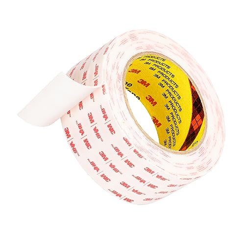 3M Double Sided Mounting Tape VHB 2''x15.4Ft 0.045in Thick White 4950 Heavy Duty Adhesive Waterproof Foam Tape for Car Home Office Deco