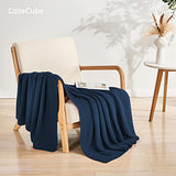 CozeCube Navy Blue Throw Blanket for Couch, Soft Cozy Cable Knit Throw Blanket for Bed Sofa Living Room, Lightweight Warm Decorative Farmhouse Christmas Throw Blanket, 50"x60", Navy Blue