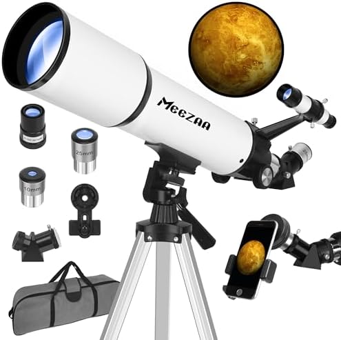 Telescope, Telescope for Adults High Powered, 80mm Aperture 600mm Portable Refractor Telescopes for Astronomy Beginners Fully Multi-Coated Optic High Transmission with Phone Adapter & Carry Bag