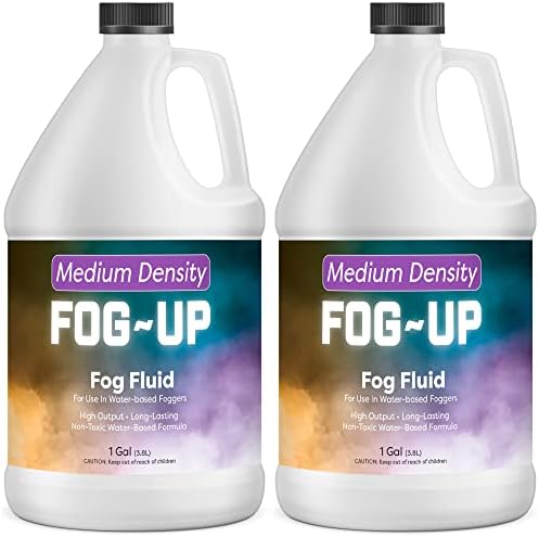FogUp Medium Density Fog Juice - Extremely Long Lasting, High Output Non-Toxic Odorless Water-Based Fog Machine Fluid - (2 Pack) 1 Gallon, 128 fl oz for All Standard Fog Machines