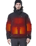 DEWBU Heated Jacket for Men with 12V Battery Pack Winter Outdoor Soft Shell Electric Heating Coat, Men's Black, S