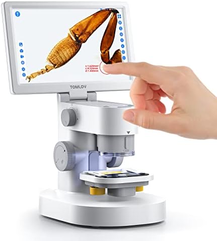 TOMLOV DM301 Biological Kids Microscope 1200X with 9'' IPS Touchscreen, Meaure and Edit, 1080P Triple Camera, Slides Set, STEM Digital Microscope for Home Education, Windows Mac Compatible