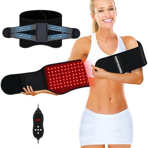 KingPavonini Red Light Wellness Belt – 3-in-1 LED Light Device with Adjustable Strap, 630/660/850nm for Relaxation and Comfort