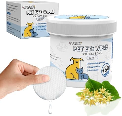 150PC Eyes Wipes for Dogs - Tear Stain Remover for Dogs - Dog Eye Cleaner,Eye Debris, Discharge, Mucus Secretions - Eye Wipes for Dogs & cat Eye Wipes - 3.2 inches (3.2 Large)