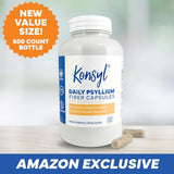 Konsyl Daily Psyllium Fiber Capsules Contains 1500mg Psyllium Husk Powder per Serving - Non-GMO, Vegan, Keto - Supports Digestive Health+ 500 Count