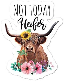 Not Today Heifer Sticker, Highland Cow Print Vinyl Sticker, Planner Sticker, Happy Mail Stickers, Farm Animal Decal Stickers, Laptop Decal