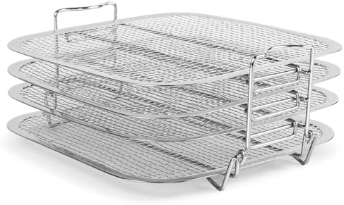 SICHEER Dehydrator Rack Stainless Steel Stand Accessories Compatible with Instant Vortex Plus 6 quart Air Fryer, Ninja Foodie Grill, Chefman 8 quart Air Fryer, 4 layers