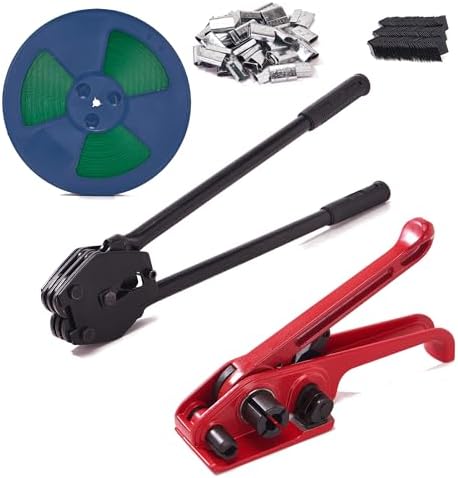 Heavy Duty Pallet Packaging Banding Strapping Kit - Complete Manual Banding Tool Set with Polyester (PET) Strapping, Tensioner, and Cutter - Secure Your Products with Ease