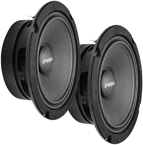 PRV AUDIO 6.5 Midrange Speakers Pair 6MR200A-4, 200 Watts, 4 Ohm Shallow Mount Car Audio Slim Speaker, 1.5 in Voice Coil, Compact for Doors (2 Speakers)