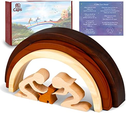 Capti Rainbow Bridge Cat Memorial Gifts, Loss of Cat Sympathy Gift - I'll Meet You at The Rainbow Bridge - Pet Loss Gifts, Bereavement, Sympathy Keepsake for Loss of Pet (Cat and Family)