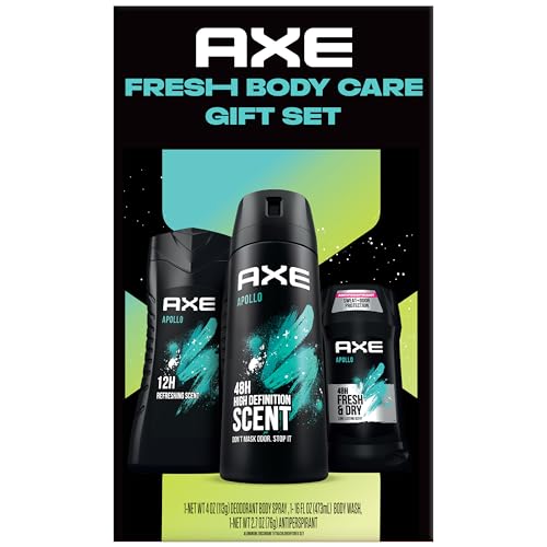 AXE Apollo Body Care Gift Set – Men’s Body Wash, Body Spray & Deodorant Set, Sage and Cedarwood (3 Piece Set)