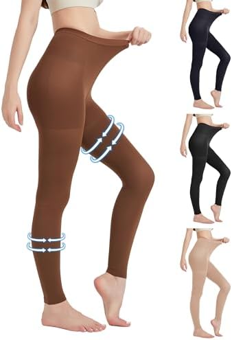 Plus Size Footless Compression Pantyhose for Women Circulation 20-30 mmHg - Support High Waist Footless Tights for Pain Relief, Diabetic, Post Surgery - Brown, 3X-Large