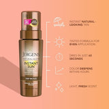 Jergens Natural Glow Instant Sun Body Mousse, Self Tanner for Deep Bronze Tan, Sunless Tanning Body Bronzer, Natural Looking Fake Tan, 6 Oz