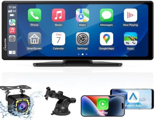 2025 CARPURIDE 9.3 Inch Carplay Screen for Car, Compatible with Wireless/Wired Apple CarPlay, Android Auto and Mirror Link - Bluetooth Audio, Navigation,Siri, FM, AUX, C92 with Backup Cam