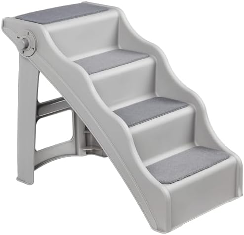 Amazon Basics Foldable Non-Slip Steps for Dogs and Cats, Grey, 23.90" x 16.10" x 19.76"