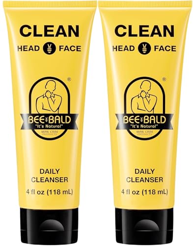 Bee Bald CLEAN Daily Head & Face Cleanser, Refreshes and Thoroughly Washes, Premium Bald Head Care for Men and Women, 4 fl Oz (Pack of 2)