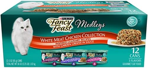 Purina Fancy Feast Wet Cat Food Variety Pack, Medleys White Meat Chicken in Sauce Collection - (Pack of 12) 3 oz. Cans