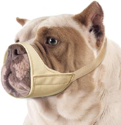 Mayerzon Short Snout Dog Muzzle, Small Muzzle for Chihuahua Shih Tzu American Bully Boxer Puppy, Soft Fabric Mouth Cover for Grooming Vet Visits, Prevent Biting Chewing Fighting
