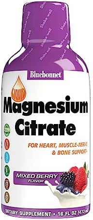 Bluebonnet Nutrition Magnesium Citrate 420 mg - Calm Mind & Body* – Supports Heart, Muscle & Sleep* - Non-GMO, Vegan, Kosher, Gluten-Free, Soy-Free, Milk-Free - 16 FL OZ, Mixed Berry Flavor