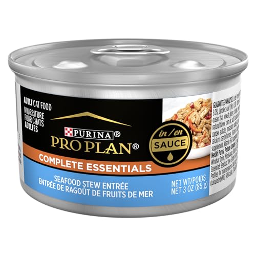 Purina Pro Plan Gravy Wet Cat Food, Complete Essentials Seafood Stew Entree in Sauce - (Pack of 24) 3 oz. Pull-Top Cans