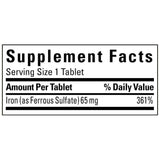 Nature Made Iron 65 mg (325 mg Ferrous Sulfate) Tablets, 365 Tablets | Vital for Red Blood Cell Formation