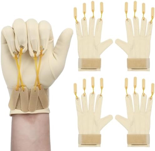 Panitay 2 Pair Traction Exercise Glove Hand Finger Strengthening Thumb Flexion Physical Therapy Glove for Increasing Strength