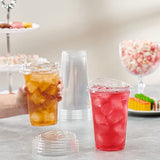 Comfy Package [20 oz. - 100 Count Crystal Clear Plastic Cups With Strawless Sip-Lids, Disposable Iced Coffee Cups with Lids - Ideal for Cold Beverages, and To-Go Drinks