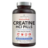 AMANDEAN Creatine HCl Pills. American Made CON-CRET. 120 Veggie Capsules. 7X Concentrated vs Monohydrate Powder. Supports Muscle Growth, Energy, Cognitive Function, Recovery. Gluten Free, Non-GMO.