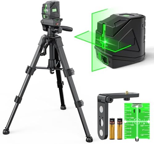 Elikliv Laser Level with Tripod, 147FT Self Leveling Laser Level, Cross Line Level Laser, Green Lazer leveler Tool for Hanging Pictures, Floor Tile, Home Renovation, Indoor Projects and DIY Tasks