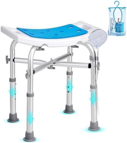 VEVOR Shower Chair for Inside Shower, Adjustable Height Shower Stool with Crossbar Support, Shower Seat for Shower Tub, Non-Slip Bench Bathtub Stool Seat for Elderly Disabled Adults Handicap, 500 lbs