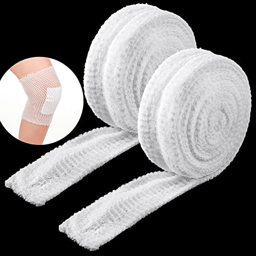2 Rolls Tubular Bandage Elastic Net Wound Dressing Stretch Dressing Retainer Tubular Elastic Gauze Bandage for Wound Arm, Without The Use of Adhesive Tape (Size 6/16.7 Inch x 16.4 Yard Stretched)
