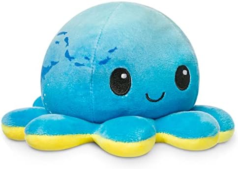 TeeTurtle - The Original Reversible Octopus Plushie - Sunset + Ocean - Cute Sensory Fidget Stuffed Animals That Show Your Mood, 4 inch