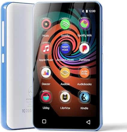 MP3 Player with Bluetooth and WiFi, innioasis 160GB Music Player with Spotify,Pandora,Amazon Music,4" Touch Screen Android MP4 MP3 Player for Kids with Libby,Audible,Audiobooks(White-Blue)