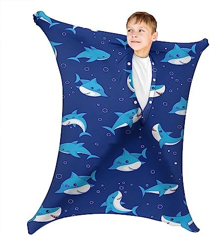 Shark Dynamic Movement Sensory Body Sock - Stretchable Sensory Sack - Help Kids Relax and Focus - Stress Relief Anxiety Autism ADHD Tactile Items for Therapeutic Play (Medium)
