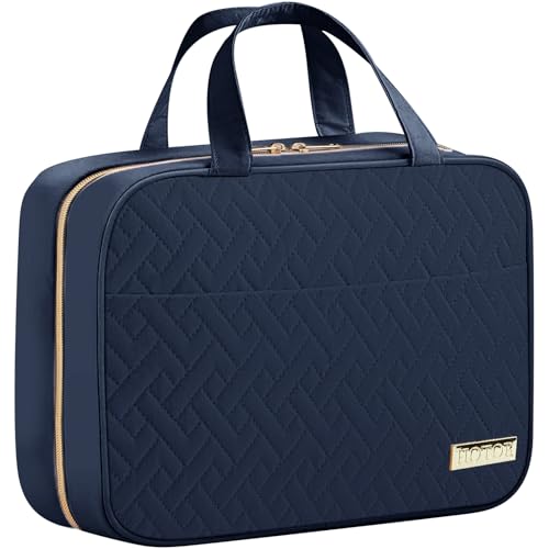 HOTOR Travel Toiletry Bag - Toiletry Bag w/Hanging Hook - Spacious Toiletry Bag for Women & Men, Makeup Bag/Big Comparment, Waterproof for Travel Accessories, Travel Essentials, Medium, Navy Blue
