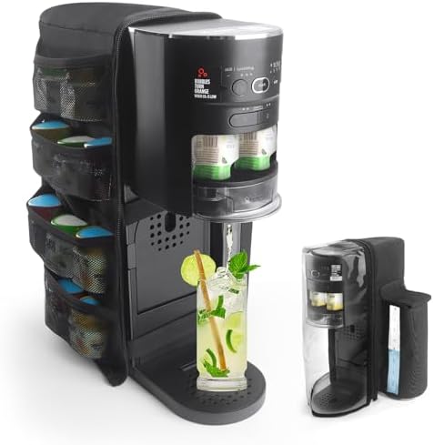 Soda Maker Dust Cover Fits for Ninja Thirsti WC1001, Soda Machine Cover Accessories for Ninja Thirsty Drink System, Extra Pockets Holds 12 Flavor Pods (Cover Only)