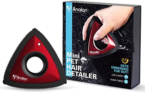 Analan Mini Pet Hair Remover for Car Detailing, Auto Interior, Furniture, Couch, and Carpet, Effective Triangle Carpet Dog Hair Remover - Lint and Fur Cleaning Supplies